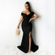 thumbnail image 3 of Vestidos de noche de sirena con escote en V y hombros descubiertos sexys para mujer, elegantes vestidos largos formales ajustados con frunces para fiestas nocturnas y bailes de graduación, 3 of 5