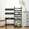 thumbnail image 6 of Fionafurn Ladder Shelf, 4 Tier Modern Bookcase, Multifunctional Bookshelf Storage Rack, Plant Flower Tools Stand, Black + Brown, 6 of 8