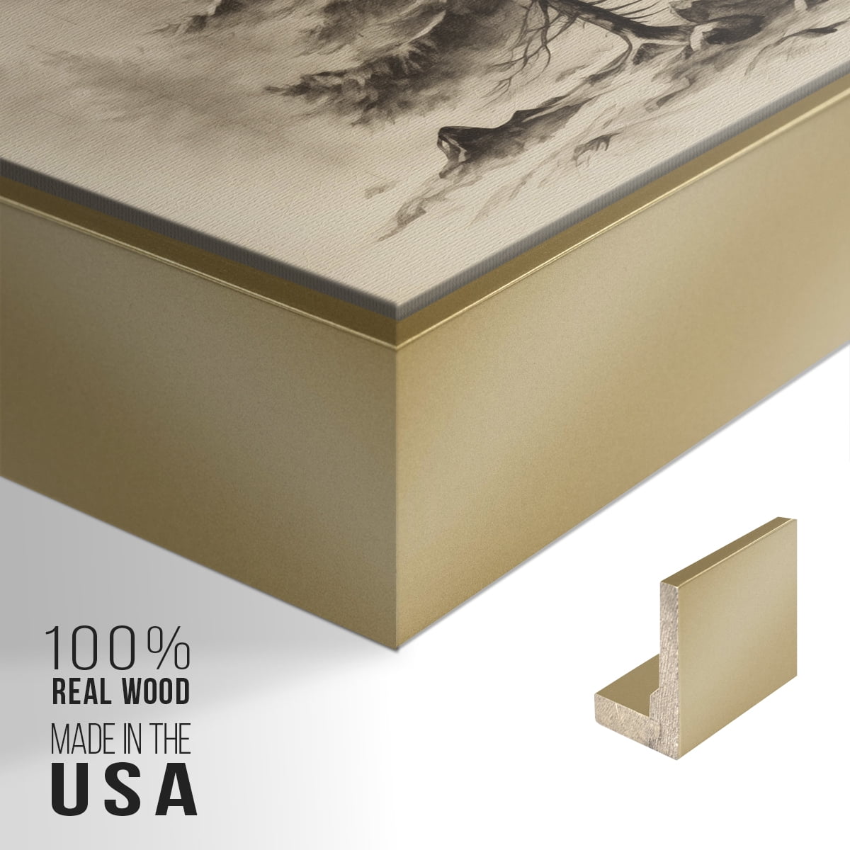 Vintage Landscape-CLXX By Wexford Home Framed in Gold Wood Gallery Wrapped Canvas 25 in. x 37 in.