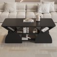 thumbnail image 4 of Modern Rectangular Coffee Table with 6 Storage Shelves - Black Engineered Wood, 4 of 10