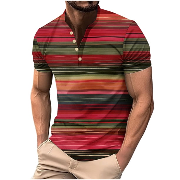 Camisas de Manga Larga para Hombres Casual Impreso Poliéster Botón Abajo Blusa, Cuello Redondo para el Uso Diario, Al Aire Libre Y de Fiesta