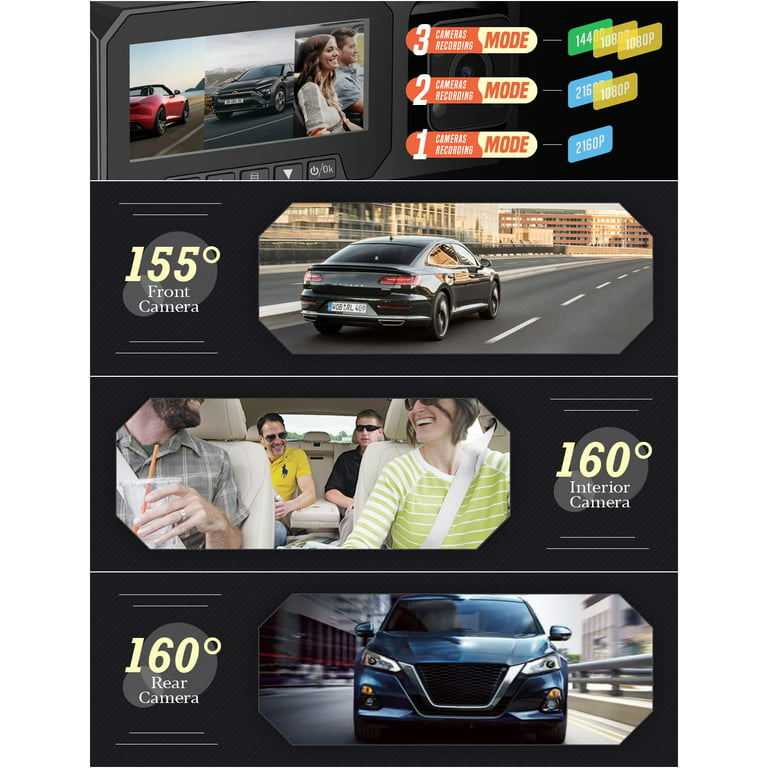 Dash Cam Front Rear 4K Built-in GPS 5GHz WiFi, 3.39'' IPS Screen, Voic –  focuway