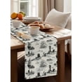 thumbnail image 4 of Vintage Farmhouse Ocean Table Runner, Country Nautical Grey Sea Ships Castles Map Cotton Linen Kitchen Table Decoration Washable Dining Tabletop Runners for Home Party Decor 13x72 Inches, 4 of 9