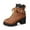 Brown, variant on Women's Ankle Boots - Fashion Leather Lace Up Back Zipper Platform High Heeled Winter Footwear for Women