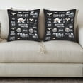 thumbnail image 3 of Set of 2 Decorative Throw Pillow Covers 18x18in - Black Background with White & Orange Abstract Text & Shapes for Couch Bed Car, 3 of 8
