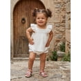 thumbnail image 5 of BemeyourBBs Toddler Baby Girl Summer Clothes Infant Baby Girl Cotton Smocked Outfit Solid Floral Flying Sleeve Ruffle Tank Tops and Shorts Set Little Girls 2 Piece Summer Outfit, 5 of 9