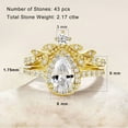 thumbnail image 5 of Newshe Jewellery Wedding Rings for Women Vintage 925 Sterling Silver Pear Shaped Yellow Gold Cz Bridal Set Size 8, 5 of 7