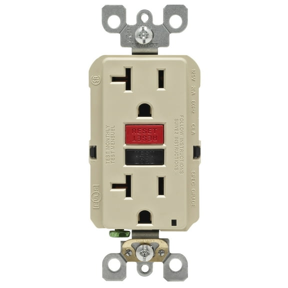 Leviton R99-GFNT2-0RI 20 Amp Ivory GFCI Receptacle