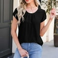 thumbnail image 6 of ZQUUVOU Women'S 2025 T Shirts Casual Cap Pleated Short Sleeve Tops Cute Eyelet Summer Spring Shirts Black, 6 of 6