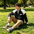 thumbnail image 5 of GrmtClth Shirts for Men Waffle Textured Polo Button Closure Long Sleeve All Season Casual Matching Top Black S, 5 of 5