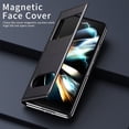 thumbnail image 5 of MonsDirect for 7.6 inch Samsung Galaxy Z Fold 2 5G 2020 Case, Nappa Leather with Flip Folding Magnetic Face Cover, Window Design with Hidden Kickstand Full Protective for Galaxy Z Fold 2, Black, 5 of 7