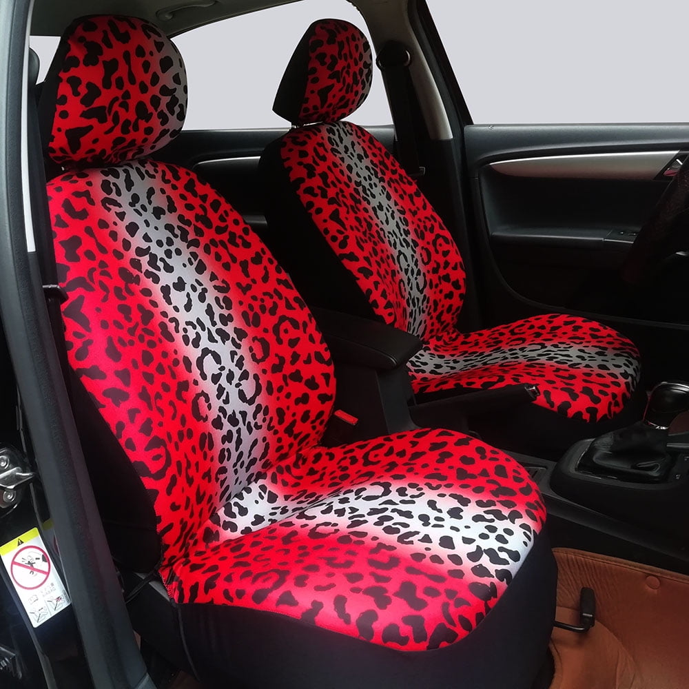 Forchrinse Leopard Print Car Seat Cover for Bench Seat,Fashion Back Seat Cover Rear Bench Seat Protector Universal Fit Cars,Trucks,SUV,Sedan,2pcs 