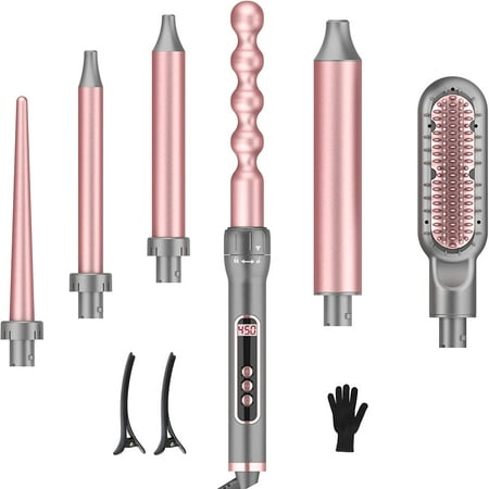 Curling Iron, 6HTAIGUO inHTAIGUO 1 Curling Wand Set with Hair Straightener  Brush, Professional Hair Curler with 6 Interchangeable Ceramic Barrels, 60  Min Auto Off Hair Iron with Heat Resistant Glove | Walmart Canada