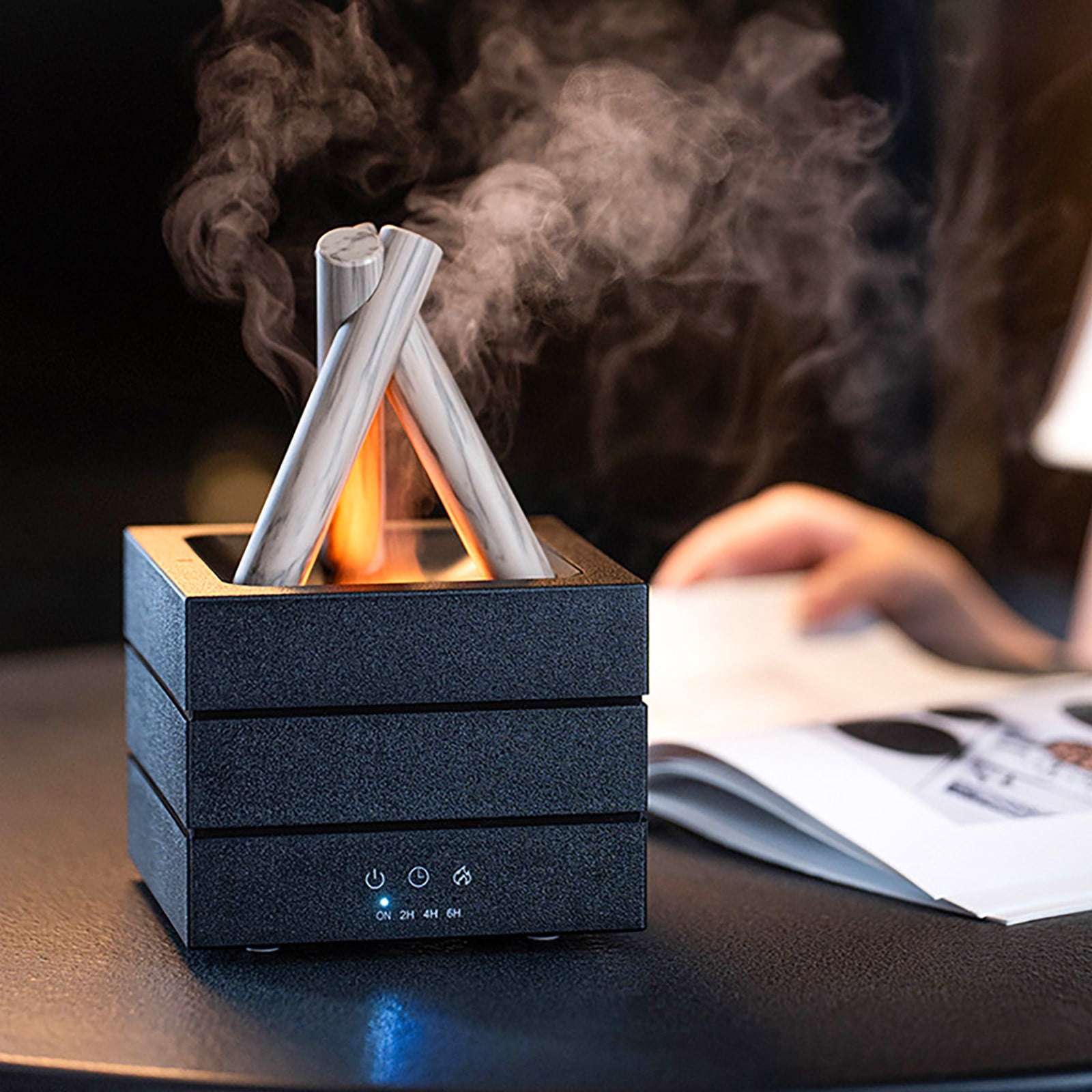 Daiosportswear USB Desk Aromatherapy Diffuser with 7-Color Gradient Flame, Air Humidifier, Small Appliance, Home Decor, Relaxation, office Use, Bonus Essential Oils