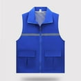 thumbnail image 6 of purcolt Womens Mesh Lined Safety Vest High Visibility Reflective Strip Zipper Waistcoats with Pocket Blue M, 6 of 8