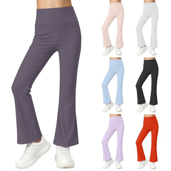 Vornjynx Girls Flare Leggings Elastic Waist Comfort Soft Skinny Fit Summer Sports Yoga Gym Pants Gray Size 7