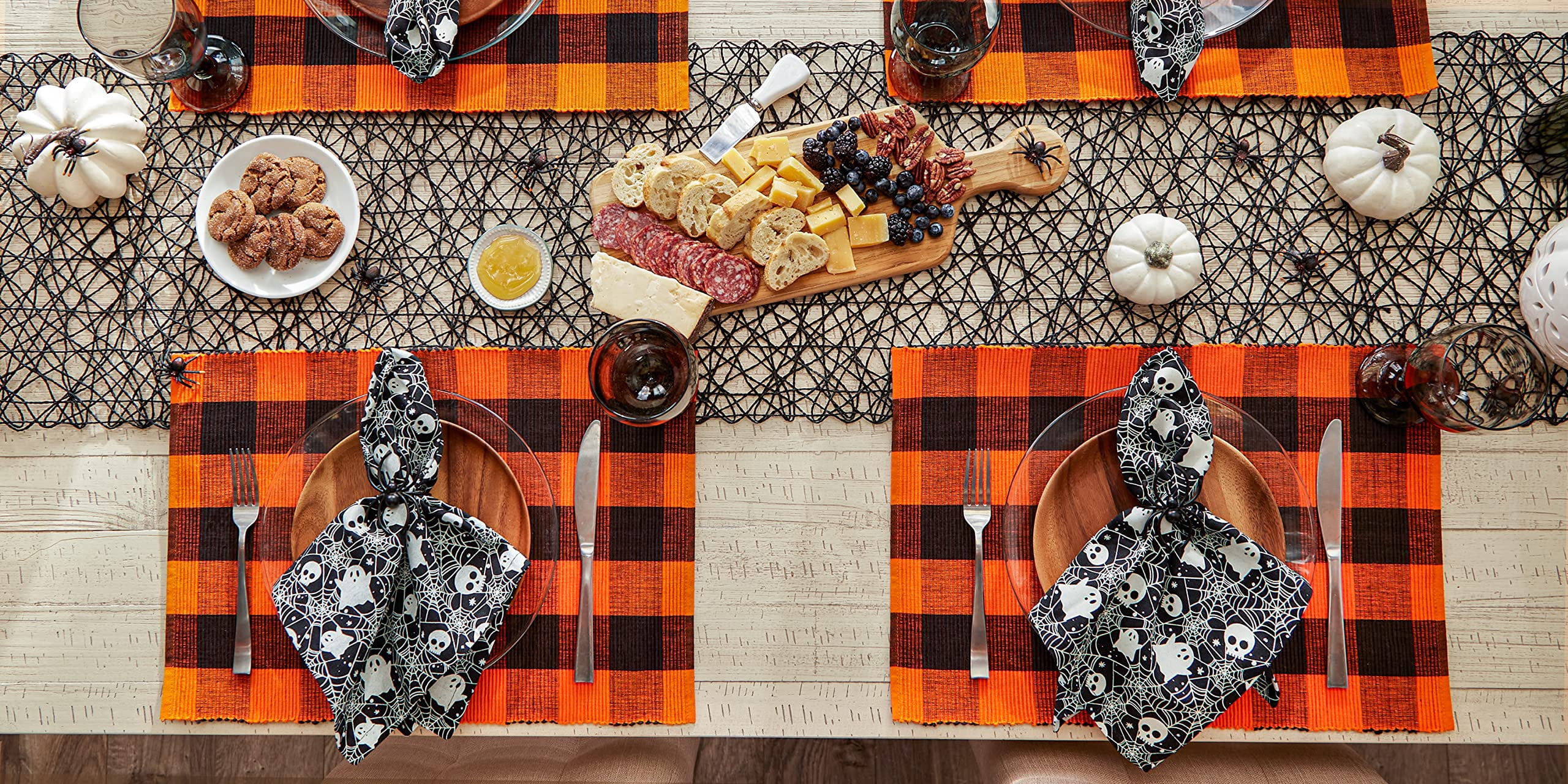 Design Imports CAMZ15345 Orange Buffalo Check Ribbed Placemat - Set of 6