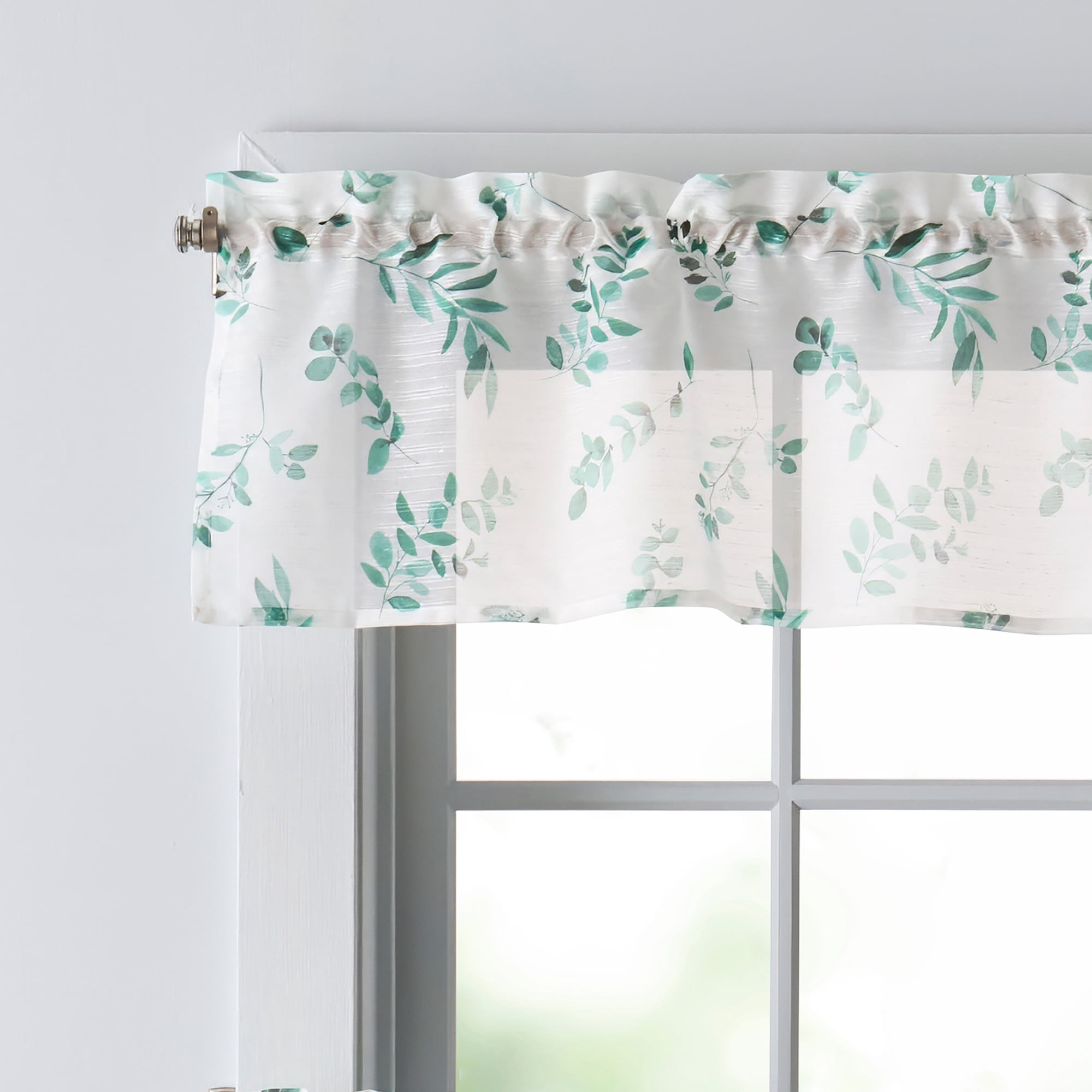 Martha Stewart Maddison 3 Piece Valance & Tier Set Green, Rod Pocket, Sheer, Indoor, Adult, 54" x 14"