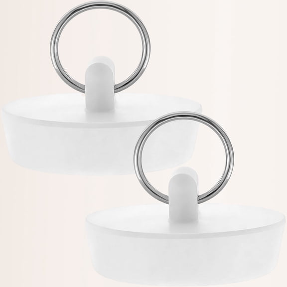 Utility Sink Stopper, White Bathtub Plug Universal Rubber Tub Plug with Metal Hanging Ring for Home Bathroom Kitchen Sewers Laundry Sink Tubs Drain