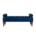 thumbnail image 4 of GZXS Modern Upholstered Bed Bench with Tufted Seat and Solid Wood Legs, 51.5" Entryway Velvet Bench with Armrests, Easy to Assemble, Navy, 4 of 6