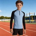 thumbnail image 4 of RMGVDSD Boys Athletic Shirts Kids Quarter Zip Long Sleeve Shirt Color Block Slim Fit Sporty Tops For Training And Running 9-10 Years, 4 of 4