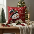 thumbnail image 4 of Sm:)e Let it Snow Snowman Christmas Throw Pillow Cover 18 x 18 Inch, Red, Winter Holiday Cushion Case Decoration for Sofa Couch, 4 of 6