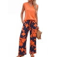 thumbnail image 4 of PINKSIR Two Piece Sets for Women Summer Outfits Oversized Wide Leg Crop Pants Lounge Sets Airport Beach Vacation Clothes, 4 of 10