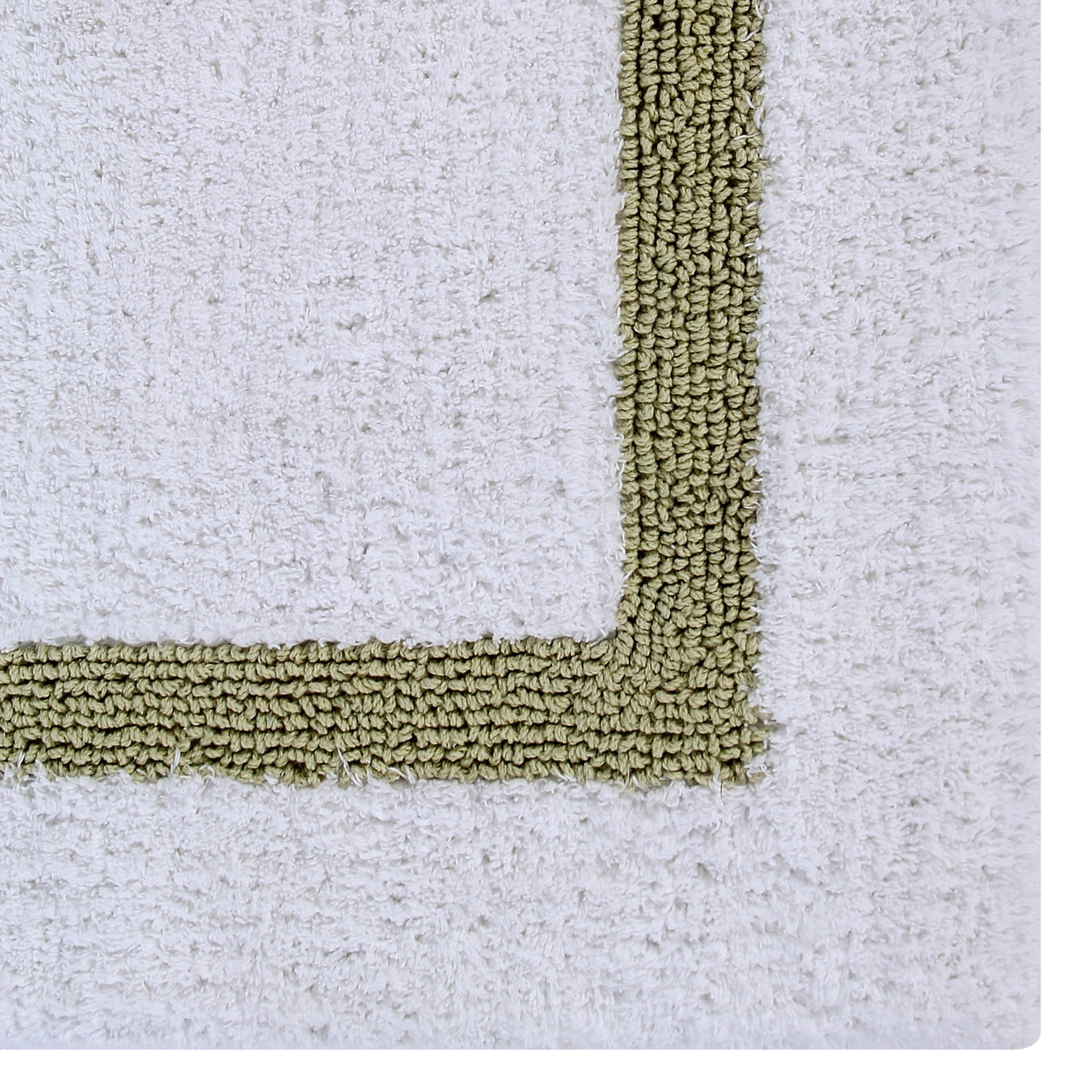 Better Trends U-Shape Toilet Rug 100% Cotton, Extra Soft Mat for Bathroom Floor Decor, Water Absorbent, Reversible Machine Washable, (20" x 20") Contour Rug Hotel Collection - White/Sage
