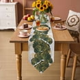 thumbnail image 4 of Table Runners 36 Inches Long, Ginkgo Leaves Cotton Linen Kitchen Dining Coffee Table Runner for Party Home Decor, Marble Modern Abstract Art Green Golden Tabletop Dresser Scarves Runner 13x36 Inch, 4 of 7