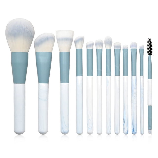Juego de 12 brochas de maquillaje con mango de madera, brocha para el cabello, polvo, brocha de maquillaje Facial, brochas de maquillaje profesionales multiusos