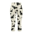 thumbnail image 4 of SCRAWLGOD Halloween Bat Floral Print Capri Leggings for Women with Pockets Tummy Control Active Yoga Leggings High Waisted Cropped Tights for Running Cycling, L, 4 of 7