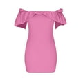 thumbnail image 4 of Women Dresses Plus Solid Sleeveless Strapless Sexy Dresses Fashion Dresses Pink Trendy Skirt Size XL, 4 of 6