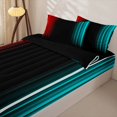 thumbnail image 3 of Erosebridal Neon Chic Zipper Queen Comforter Set with Fitted Sheet and 2 Pillowcases,Vertical Streak Print Zipper Bedding Set,Red Teal Black,Black Reversible, 3 of 6