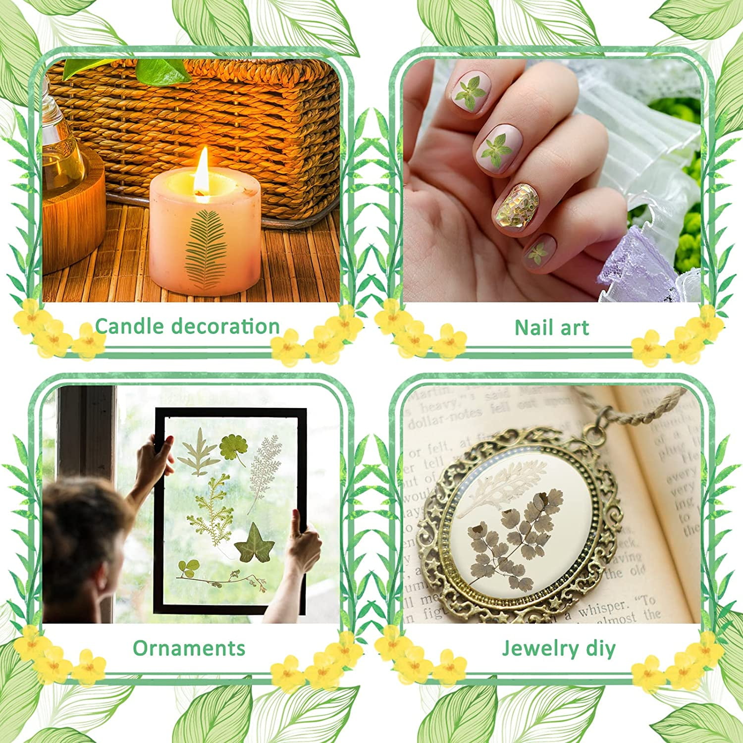 84 Pieces Dried Pressed Leaves Flowers for Resin Mini Dried Flowers for Crafts Greenery Assorted for Art DIY Handmade Bookmarks 4 Bags(Vivid Style)
