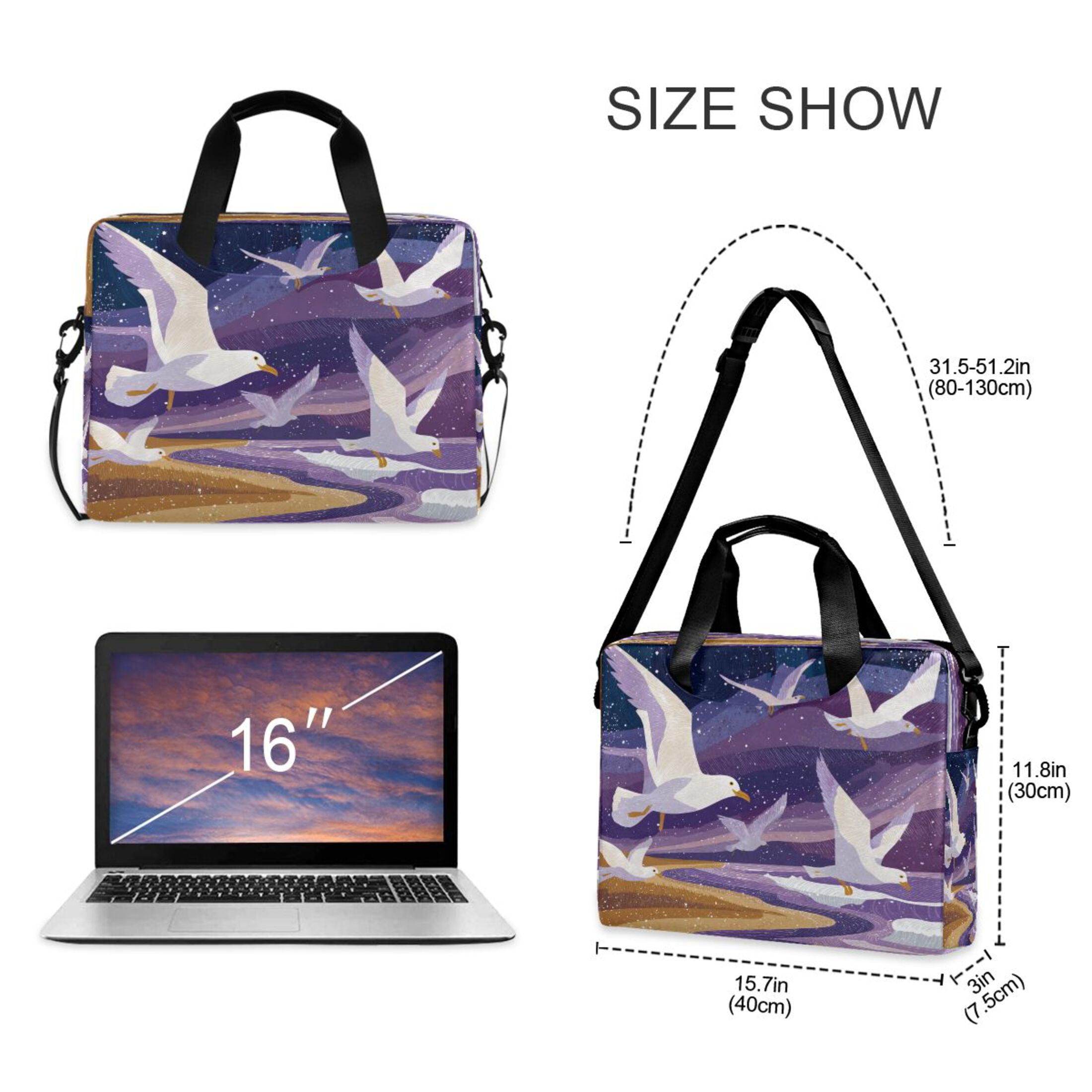 Laptop Bag Laptop Briefcase 15.7 x 3 x 11.8 Inches Laptop Bag Briefcases Laptop Storage Travel Laptop Bag Work Laptop Bag Beautiful Seagulls