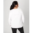 thumbnail image 2 of Hanes Women's Long Sleeve Scoop-Neck Cotton T-Shirt (Plus Size) White 3X, 2 of 5