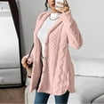 thumbnail image 4 of Levmjia Women Hooded Coat Fall Winter Warm Fashion Solid Color Long Sleeve Button Cardigan Casual Plush Tops Daily Wear Work Holiday, 4 of 5