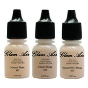 Glam Air Airbrush Water-based Foundation in Set of Three (3) Assorted Light Matte Shades (For Normal to Oily Light/Fair Skin)M3,M4,M5