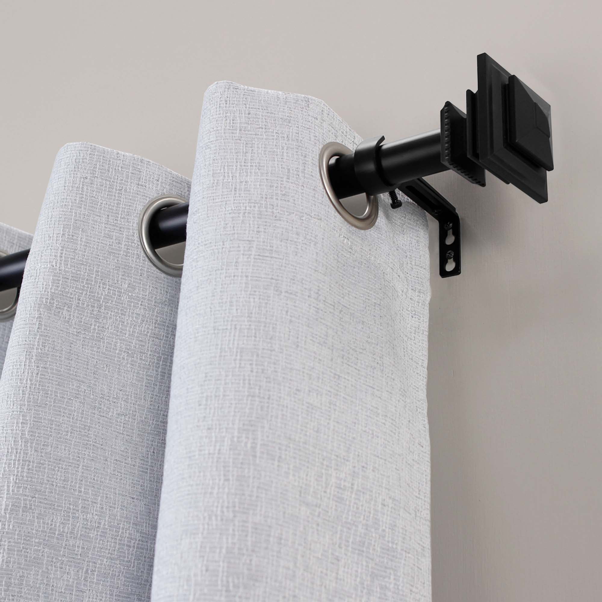 1" Single Curtain Rod Set with Square finials