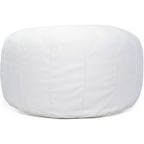 Large Round White Pouf Ottoman Leather Indoor Floor Comfortable Footstool Hand Embroidered - Ships Stuffed