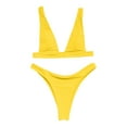 thumbnail image 4 of MIXUE Swim Suits for Women Solid Color Two Piece Bikini Sets for Women Swimwears Activewear,Yellow,XL, 4 of 5
