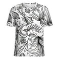 thumbnail image 5 of Beach Seashell Starfish Womens Tops Women's Fashion Casual Short Sleeve Flower Print Round Neck Pullover Top Blouse, 5 of 6