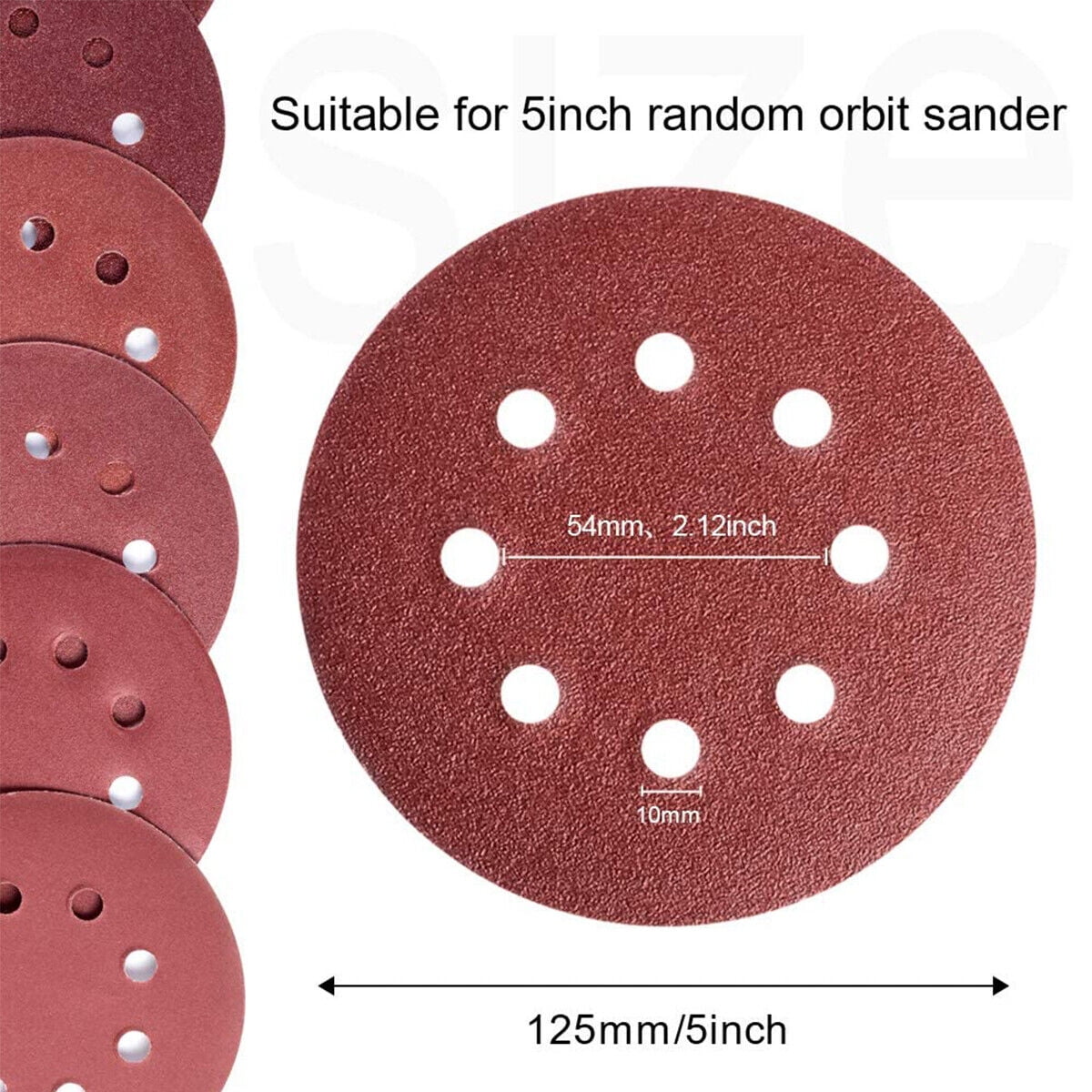 150 PACK 120 Grit 5 inch Sanding Discs Hook Loop 8-Hole Orbital Sander Paper Pad