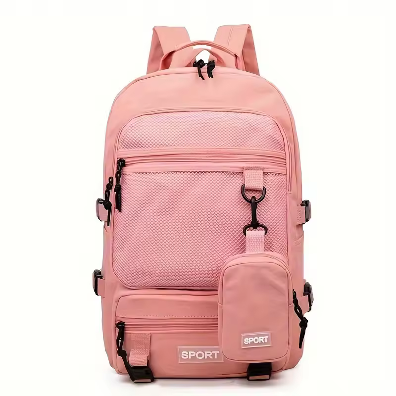 thumbnail image 2 of Mochila de viaje multifuncional para mujer, resistente al agua, correa ajustable, Color sólido, forrada de poliéster, bolsa escolar y de senderismo con monedero, 2 of 8