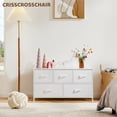 thumbnail image 2 of CRISSCROSSCHAIR Dresser, Dresser for Bedroom with 5 Fabric Drawers, Steel Frame, Wood Top, White, 2 of 7