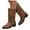 Brown, variant on Wide Calf Fall Boots for Women PU Leather Pull on Casual Chunky Heel Mid Calf Riding Booties