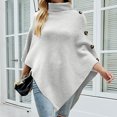 thumbnail image 2 of Aoochasliy Winter Scarfs Christmas Clothes Women's Trendy Autumn Solid Shawl Button Cloak Lapel-Neck Knitting Coat Tops, 2 of 6