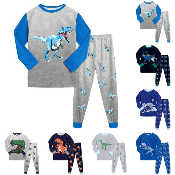 Gubotare Boys Pajamas 2 Pieces Pajama Set for Boy Long PJs Sleepwear Soft & Cute for Kids Jmmies Clothes 3-8 Years Sky Blue,Size 5-6 Years