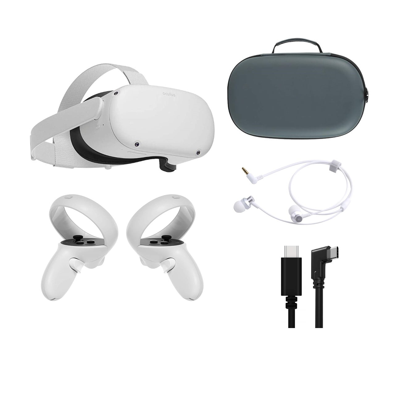 2020 Oculus Quest 2 All-In-One VR Headset, Touch Controllers, 256GB SSD,  1832x1920 up to 90 Hz Refresh Rate LCD, Glasses Compatible, 3D Audio,  Mytrix 