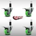 thumbnail image 2 of 3 Inch SS Green Poly Swivel 1-1/4 Inch Expanding Stem Caster Set Brake, 2 of 2